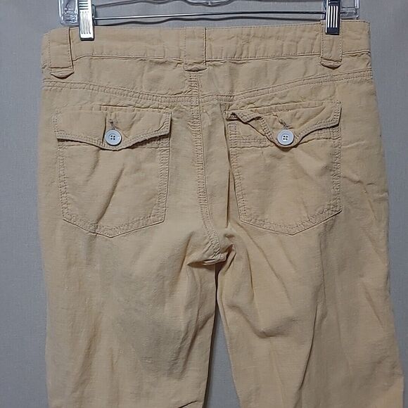 Daughters of the Liberation Yellow Linen Flare Pants Sz 4 Anthropologie Low Rise - Picture 5 of 12